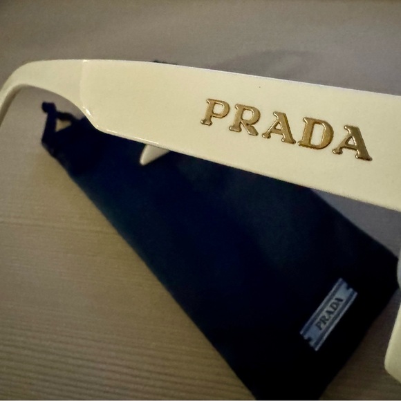 Prada Cream Cat-Eye Sunglasses with Dark Lenses - Picture 2 of 8